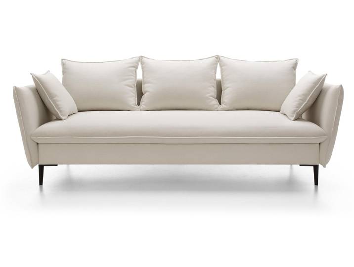 Sofa SOLE mit Schlaffunktion, Schlafsofa, Wohnzimmersofa, Couch, Soffa, Bettsofa, Geflochtener Stoff – Creme MEGAN 351