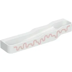 Geberit Bambini Spiel und Waschlandschaft, B:180cm, 4 Waschplätze, tieferes Becken links, ohne Überlauf, 502.977.FY.2, Farbe: weiß-alpin / Dekor: karminrot - orange / ohne Hanhnloch