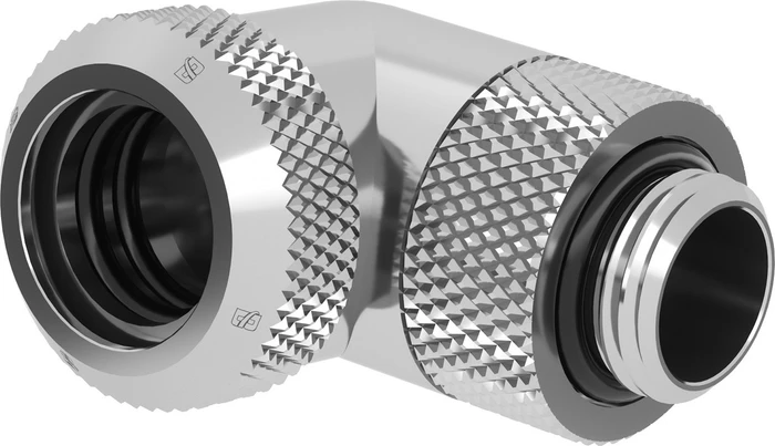 Barrow Multi-Link Adapter Anschluss 90 Grad G1/4 Zoll AG auf 14mm AD Hardtube - drehbar, silber