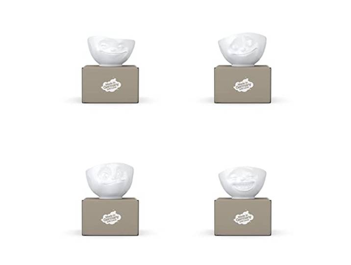 XL Schalen-Set 4-tlg. Grinsend/Glücklich/Lecker/Lachend - weiß - FIFTYEIGHT - 1000 ml - Müslischale Suppenschale Salatschale
