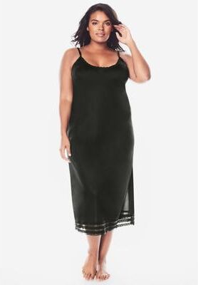 Plus Size Women's Full Slip Snip-to-Fit - Long by Comfort Choice in Black (Size M)