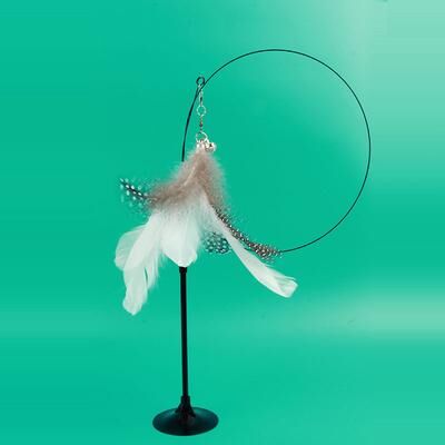 Pet Hub Interactive Cat Toy: Feather Teaser For Endless Fun & Bite Resistant Play   Pet Supplies Gray