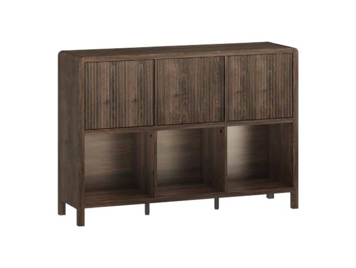 Helloshop26 Kommode, praktisch, für Eingangsbereich, Wohnzimmer, Schlafzimmer, 76,5 x 110 x 30 cm, MDF, Nussbaum-Effekt, Braun 03_0009301