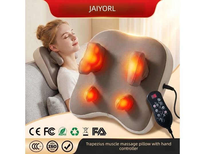 JAIYORL Trapezius oreiller de Massage électrique sans fil voiture et maison masseur chauffage taille cou jambe cervicale Shiatsu pétrissage