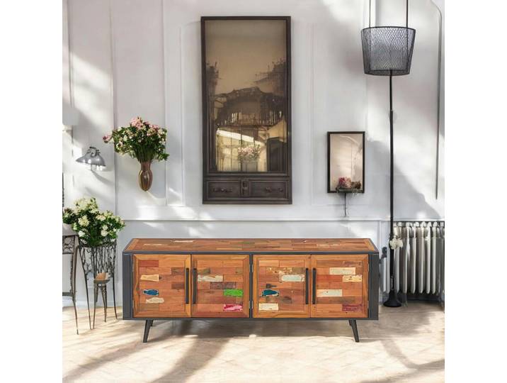 Buffet enfilade 4 portes bois recyclé DRAKKAR