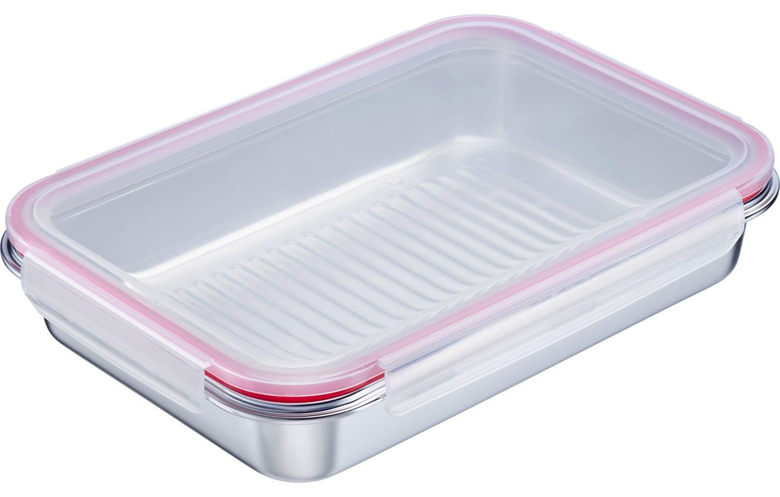Westmark Roestvrijstalen Voedselcontainer, Praktische Bewaardoos van 2 liter, Geschikt voor Magnetron en Oven, Vierkant