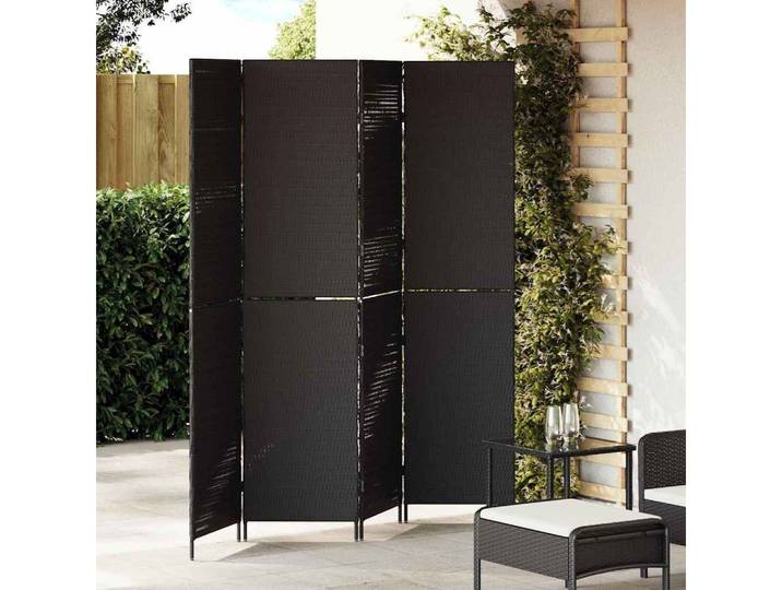 vidaXL Raumteiler, Raumteiler Schwarz 195 x 180 cm Poly-Rattan