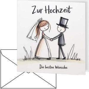 Böttcher-AG Hochzeitskarte 30371, Die besten Wünsche, Klappkarte mit Umschlag, 14,5 x 14,5 cm