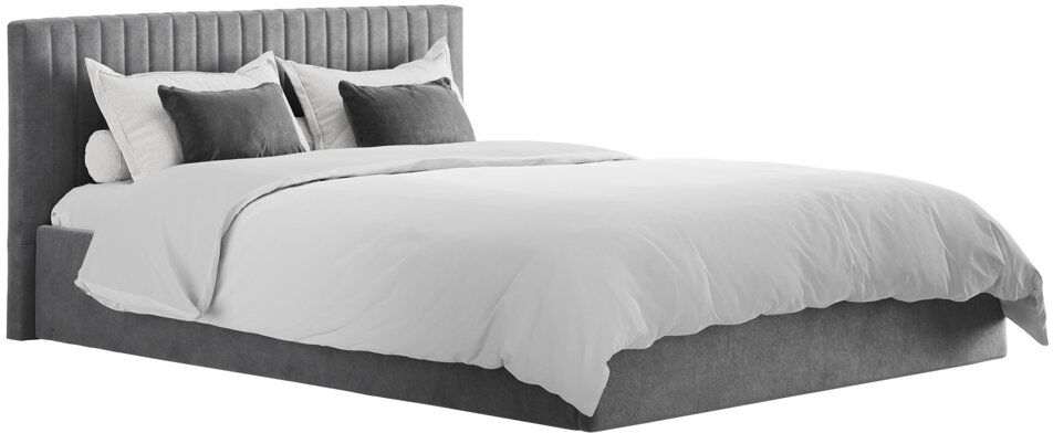 LPD BERLIN UPHOLSTERED END LIFT OTTOMAN STORAGE BED Grey Kingsize (5')