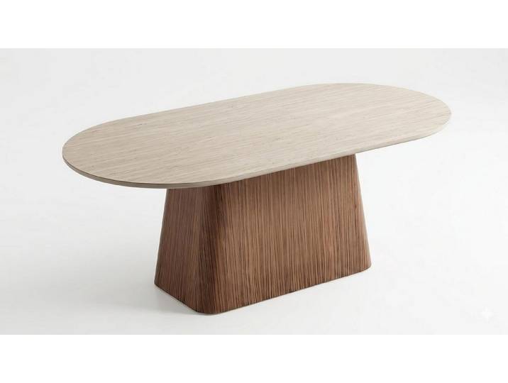 JVmoebel Esstisch Esstisch Modern Beige Edel Kuechentisch Speisetisch Massivholz Oval, Made in Europa