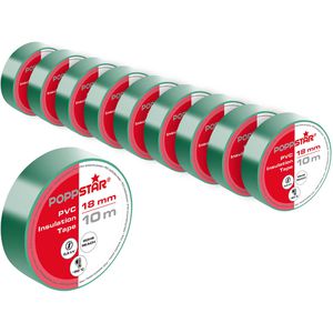 Poppstar Isolierband 1008852, Set, grün, 18mm x 10m, 10 Stück