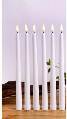 Inspired Living White Flameless LED Taper Candles Battery Operated Warm Glow Decorative Candles Set 3 6 12 Pieces 6pcs White Light