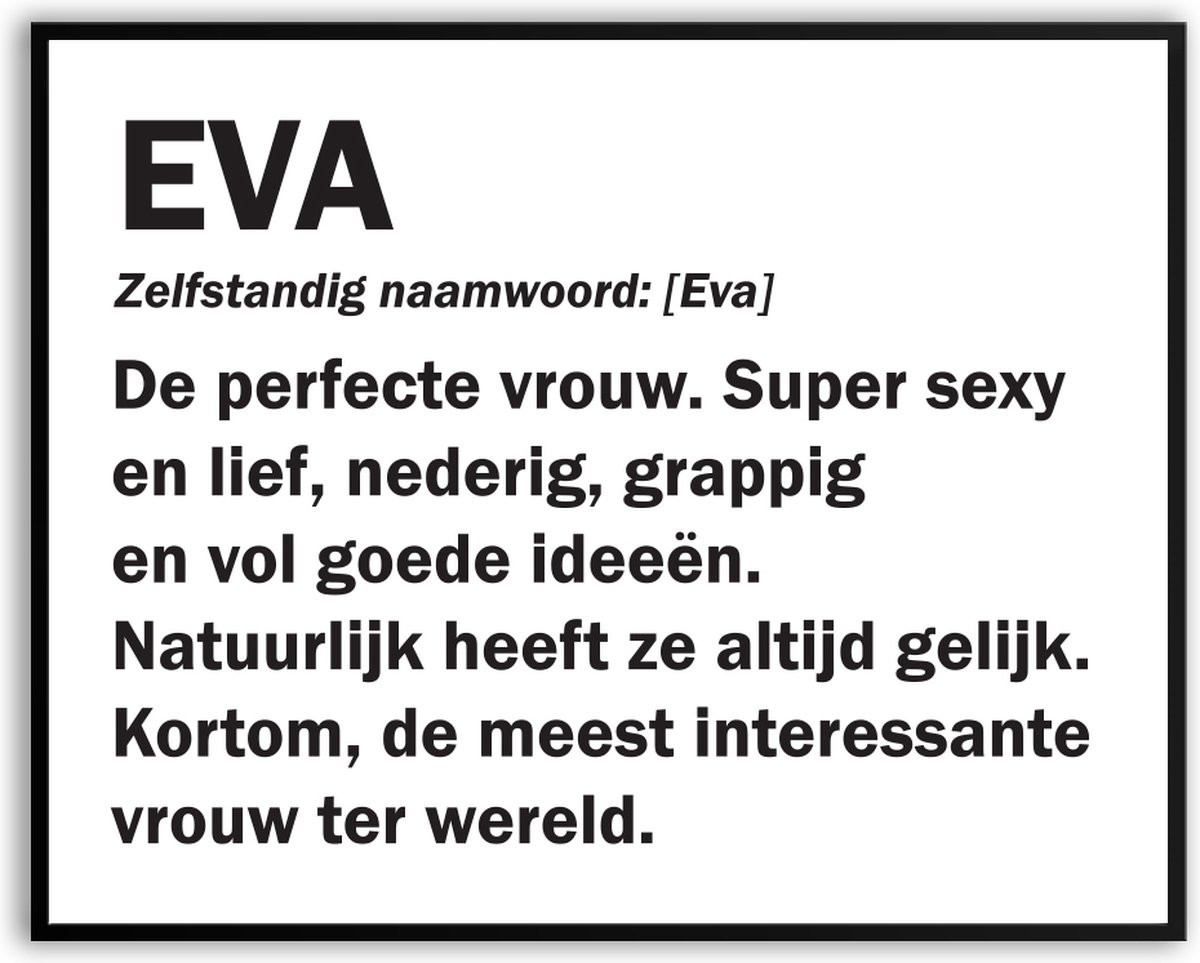 Eva Woordenboek Fotolijst met glas, Verjaardag Poster, 30 x 40 cm