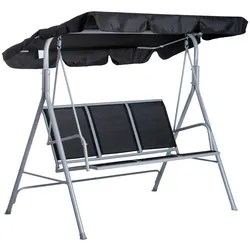 Outsunny Hollywoodschaukel mit Sonnendach Gartenschaukel Anti-Rutsch-Füßen 171x108x150cm Schwarz