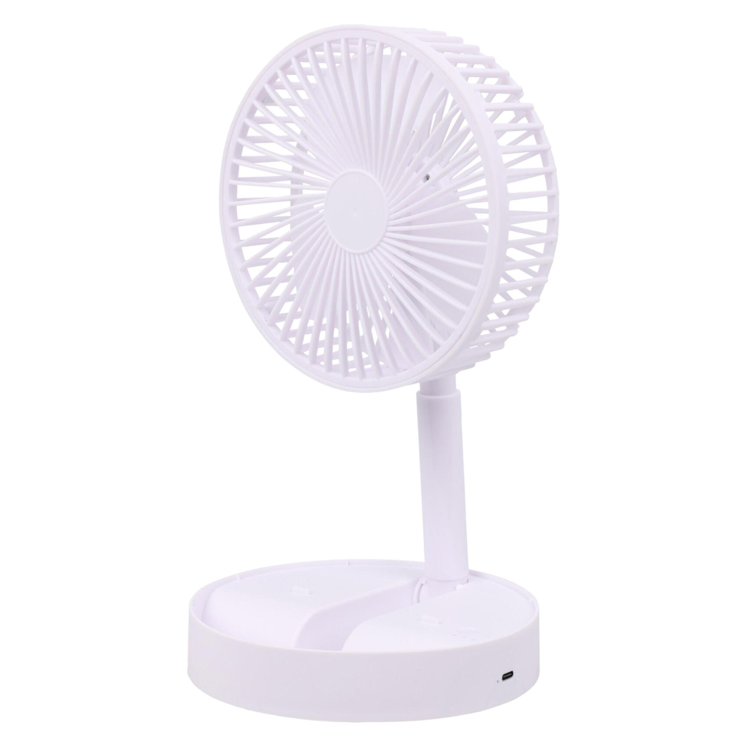 Tector White foldable and rechargeable desktop fan, 3 speeds, ø165 x 360 mm (66968923)