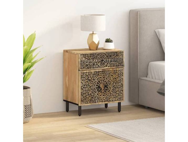 Table de Chevet Armoire de Nuit avec Tiroir et Portes Table de Télévision Meuble de Rangement Chambre Rétro Bois 358223