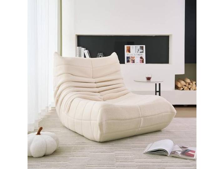 okwish Sitzsack Sofa Bodensofa, Bodenstuhl mit Rückenlehne, Lesesessel Bequem XXL, Lazy Sofa, Bean Bag Chair für Schlafzimmer Wohnzimmer, Liegesessel Beige