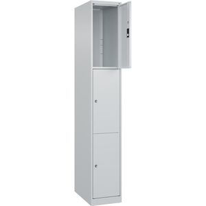 CP-Möbel Schließfachschrank Classic Plus lichtgrau, 3 Fächer, Stahl, 30 x 185cm, mit Zylinderschloss