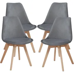 En.Casa, Stühle, Esszimmerstuhl Fläten 4er Set Cord Grau (4x)