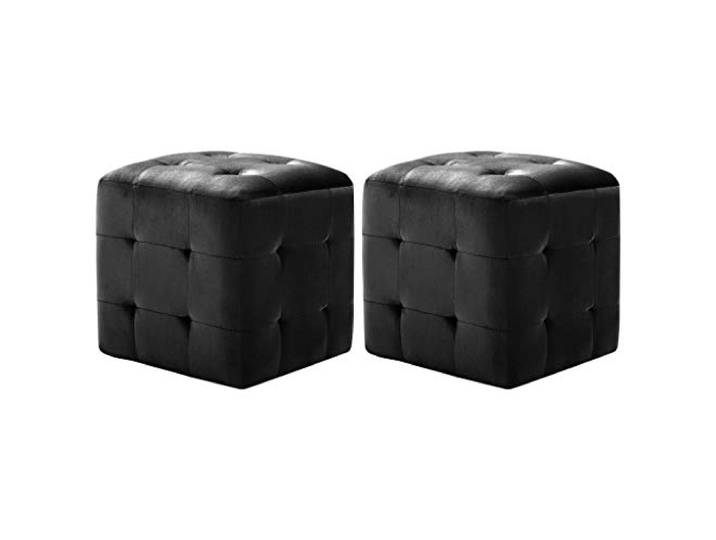 HFXHIJXQ Pouf 2er Set Sitzpuff Schwarz Samt 30x30x30cm Holzhocker Vielseitige Fußablage im 2er-Set aus weichem Samtbezug für Wohnzimmer und Schlafzimmer mit stabilen Holzrahmen.