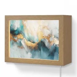 WANDLEUCHTE Abstrakt - Kunst - Gold - Blau Wandlampe 20x15 cm Wandlampe