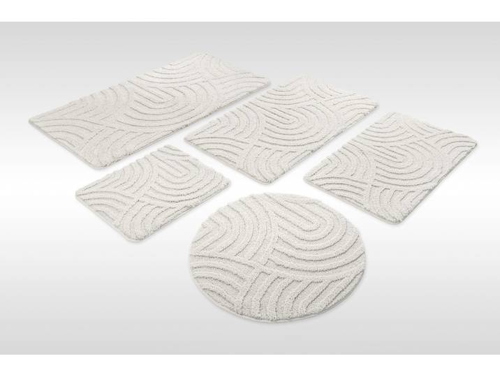 Badematte WECON HOME Fiete , weiss (weiß), H:25mm, Polyester, Badematten, Badematte, Badteppich, Hoch-Tief-Effekt, weich, rutschhemmend, waschbar, getuftet