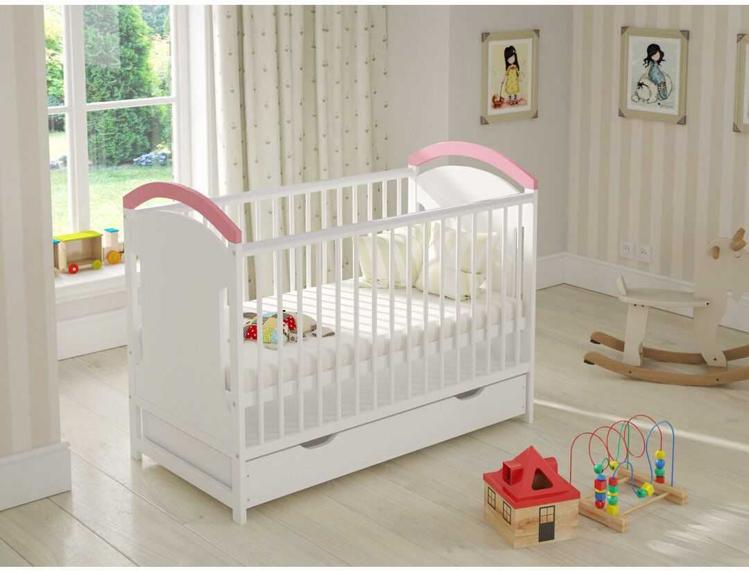 Mack + Milo Mellinger 2 -in-1 Convertible Cot Bed Pink/White
