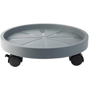 Greemotion Pflanzenroller 139652, für innen, aus Kunststoff, grau, Feststellbremse, Ø 33 cm, bis 50 kg