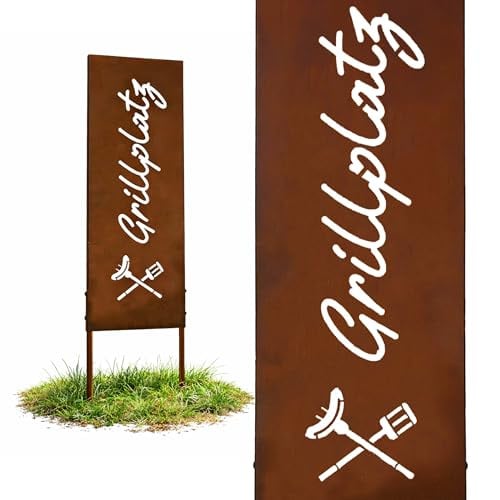 Relaxdays Tuinsteker Edelrost Bruin, Rustiek Metalen Tuindecoratie, H 85 x B 28 cm