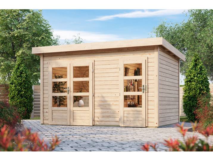 Gartenhaus KONIFERA Tulie , beige (naturbelassen), ohne Fußboden, ohne Dacheindeckung, Massivholz, Gartenhäuser, Gartenhaus