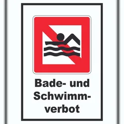 HB-Druck Schwimmen und Baden verboten Symbol und Text A6 (105x148mm)