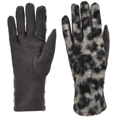 Baumwollhandschuhe STYLEBREAKER "Touchscreen Handschuhe mit Leoparden Muster", Damen, grau (grau, schwarz), Obermaterial: 5% Elasthan EL. 95% Polyester PES., Modisch, Handschuhe