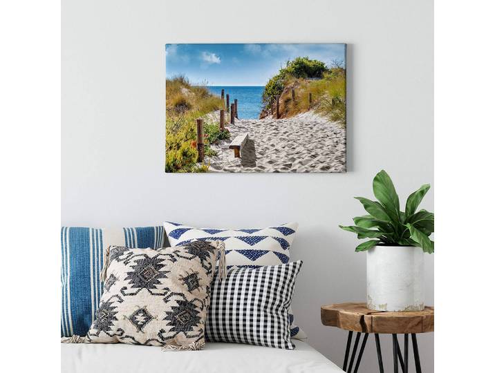 Impression sur toile Strand Coast View Polyester PVC / Épicéa Bleu 70 x 50cm