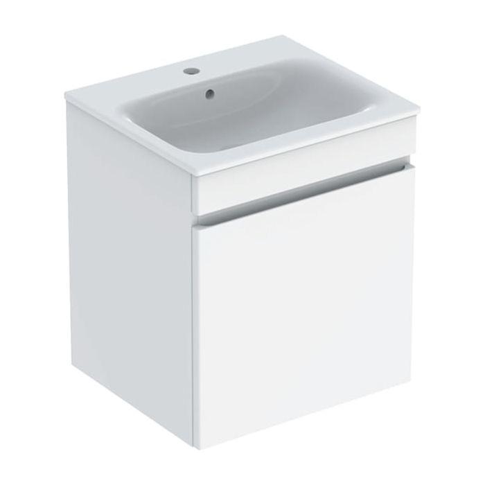 Geberit Renova Plan Möbel-Waschtisch-Set 501914011 55x62,2x48cm, Korpus/Front weiß hochglänzend, Waschtisch weiß
