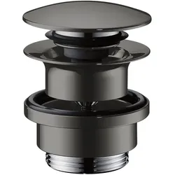 hansgrohe AXOR Ablaufventil, Push-Open, mit Überlaufloch, 51300330, Farbe: Polished Black Chrome