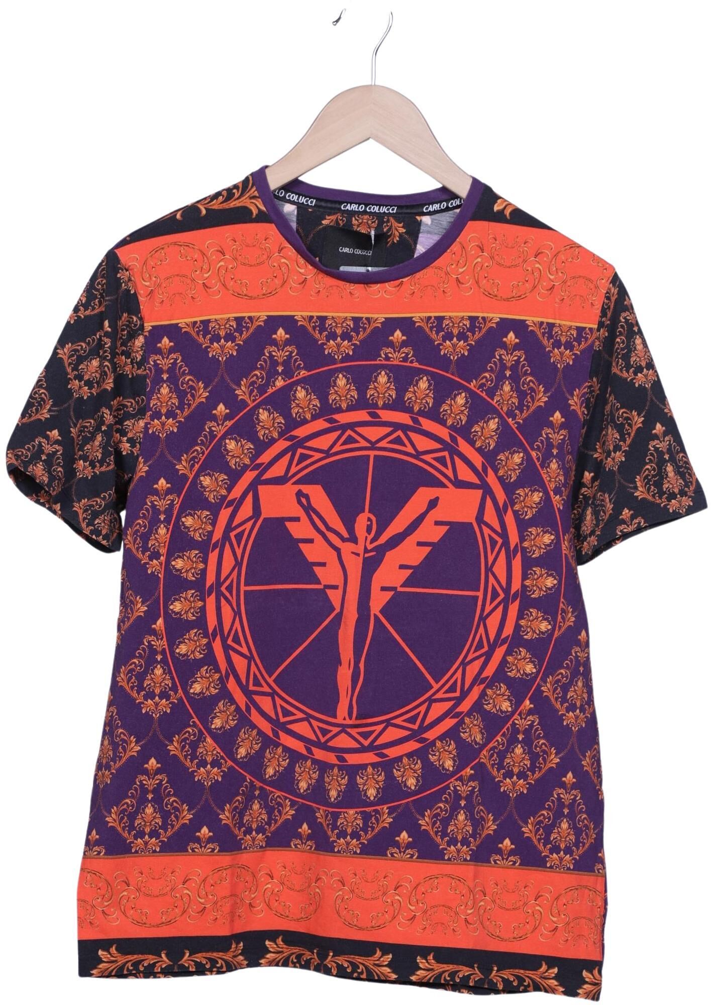Carlo Colucci Herren T-Shirt, Mehrfarbig, Gr. M, Baumwolle / Elasthan - Second Hand