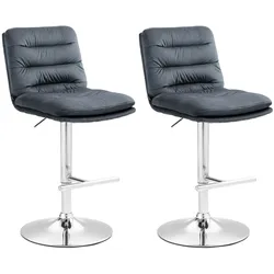 CLP 2er Set Barhocker Damar Samt chrom - Farbe: dunkelgrau, Gestellfarbe: chrom