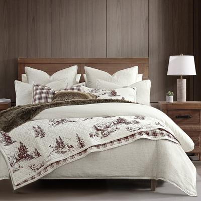 Paseo Road by HiEnd Accents Paseo Road White Pine Toile Rustic Cabin Bedding 3 Piece Reversible Quilt Set