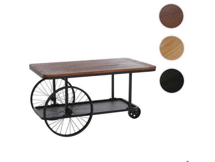 MCW Table MCW-Q69 avec roulettes et bois 54x100x60cm métal brun et noir