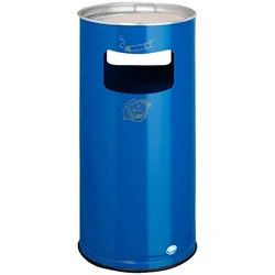PROREGAL Klassischer Kombiascher rund | HxBxT 70x32x32cm | Verzinkter Stahl | Blau | Mülleimer Aschenbecher Abfalleimer