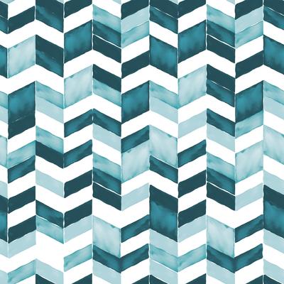 Teal & White Paul Brent Watercolor Chevron Peel and Stick Wallpaper by RoomMates