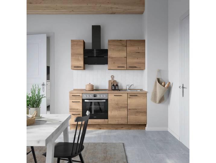 Nobilia Küchenleerblock Structura, Eiche dunkel, nur wie online abgebildet bestellbar, 180 cm, Made in Germany, Blauer Engel, Pefc, Goldenes M, DGM-Klimapakt, vormontierter Korpus, seitenverkehrt erhältlich, Küchen, Küchenzeilen & Küchenblöcke, Küchenzeilen ohne Geräte