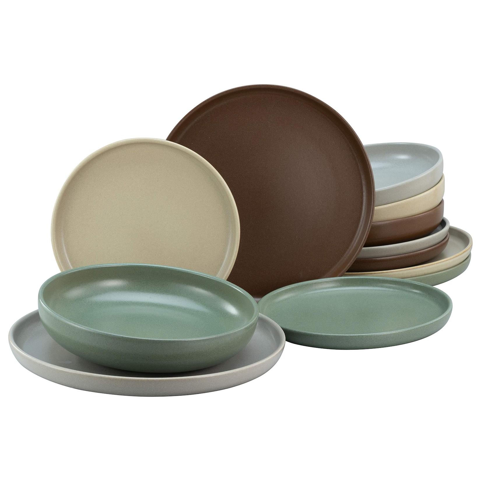 CreaTable, 23189, Serie uno NATURAL, Geschirrset, Teller Set 12 teilig
