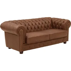 SOFA 3-Sitzer Kath Echtleder (Antikoptik) cognac