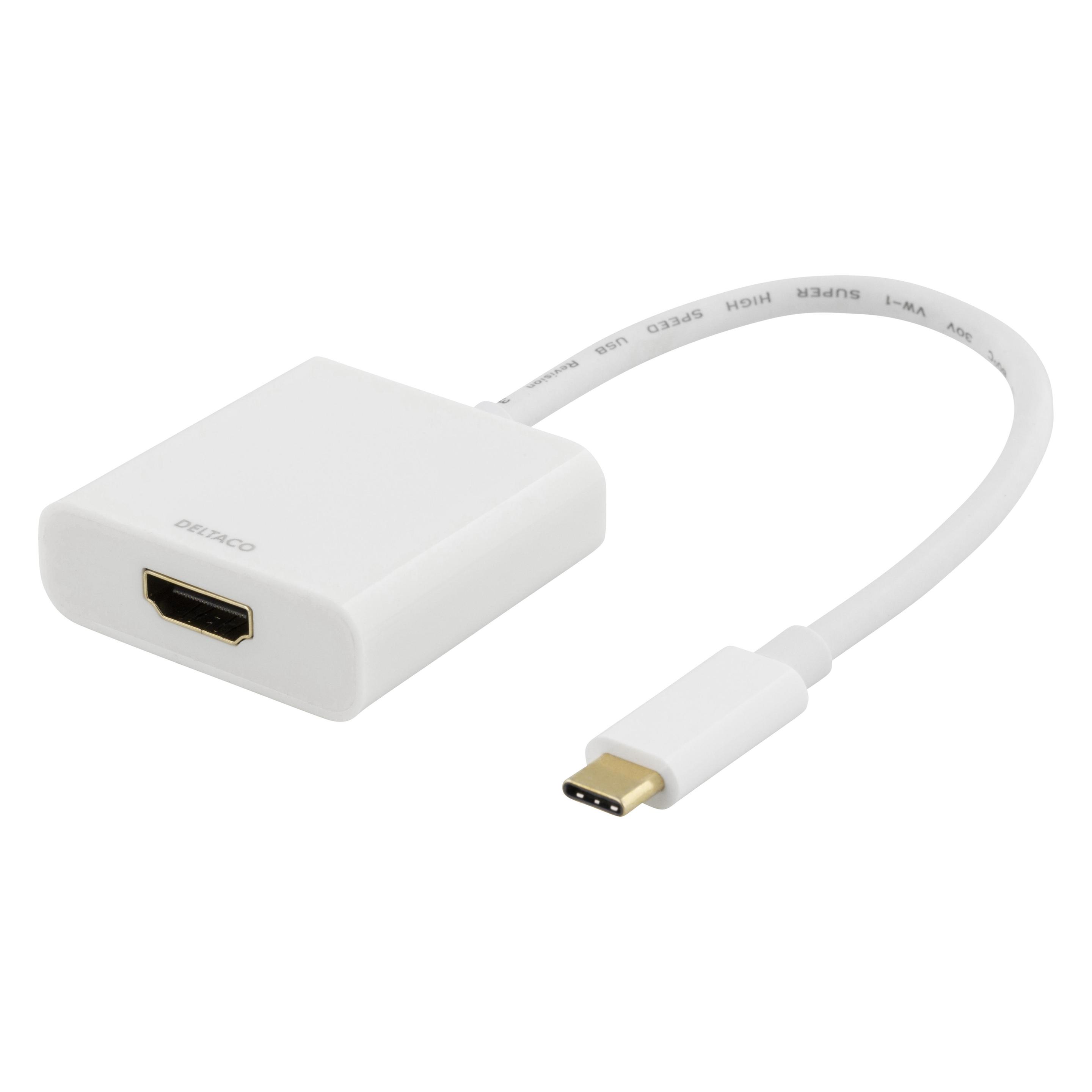 Deltaco USBC-HDMI7 USB graphics adapter White (HDMI) (USBC-HDMI7)