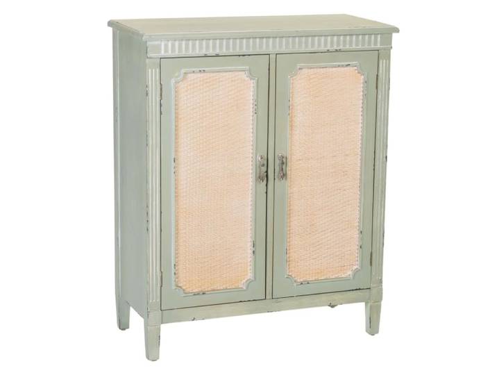 Meuble d'entrée bois vert avec grillages 78x36x95h