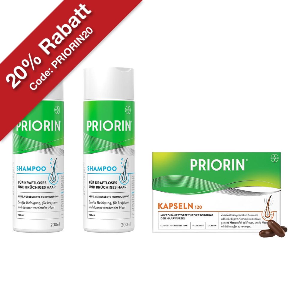 Bayer Vital GmbH 2x Priorin Shampoo und Kapseln 120er 08100192