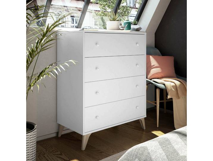 Aquilea - Commode\, 78x40x95h cm Blanc\, 4 Tiroirs