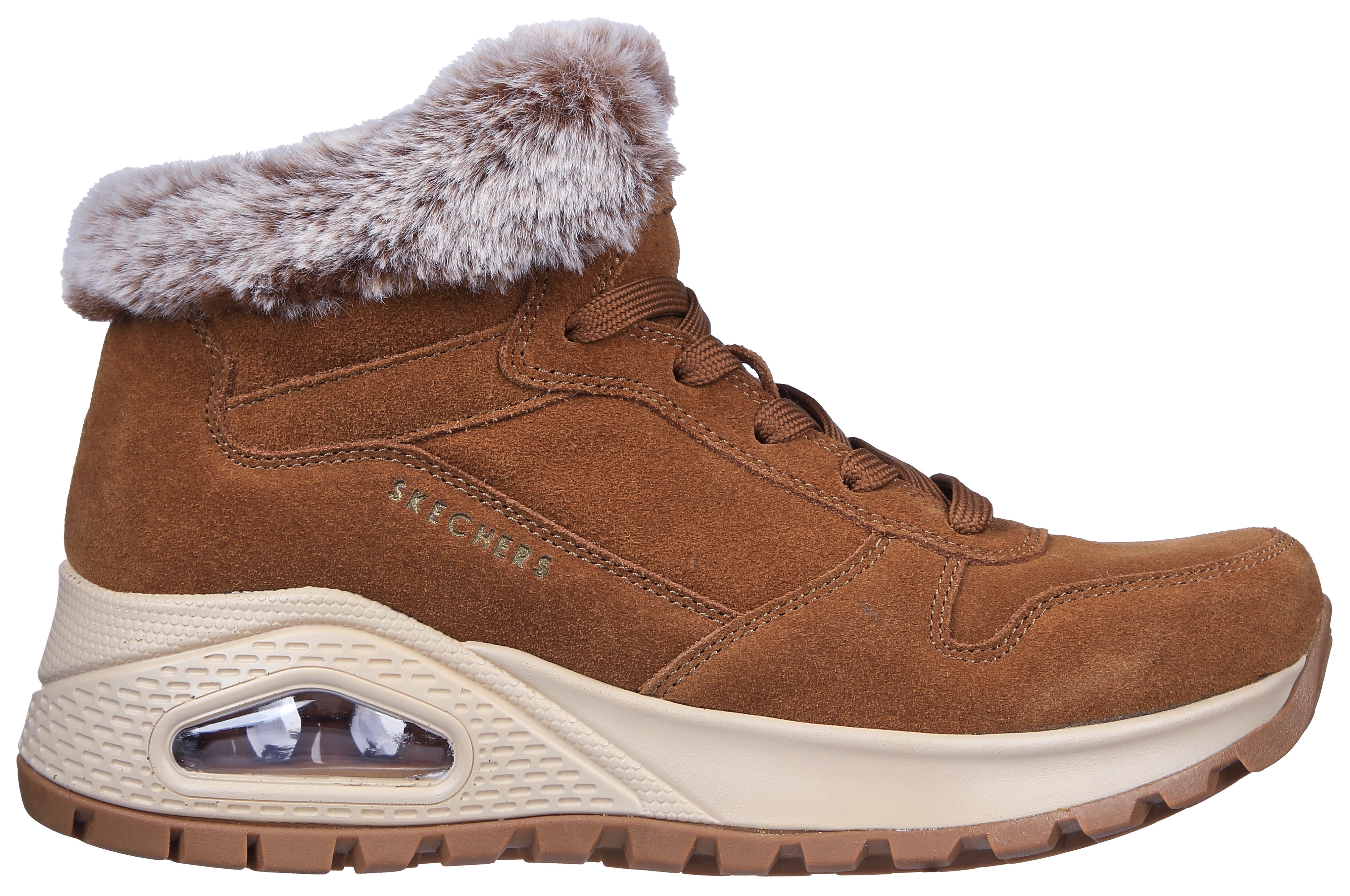 Winterboots SKECHERS "UNO RUGGED-WINTRINESS", Damen, Gr. 37, Textil, braun, Textil, Veloursleder, Schuhe Winterboots, Snowboots mit Water Repellent-Ausstattung braun 37, Textil
