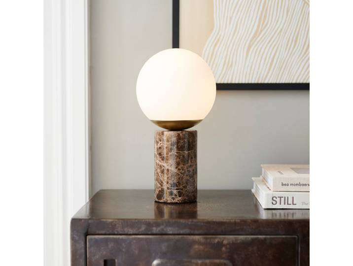 Lampe de table Lilly Marble, marron, marbre, hauteur 29 cm - Nordlux - Salon / séjour - Pierre - À ampoule unique